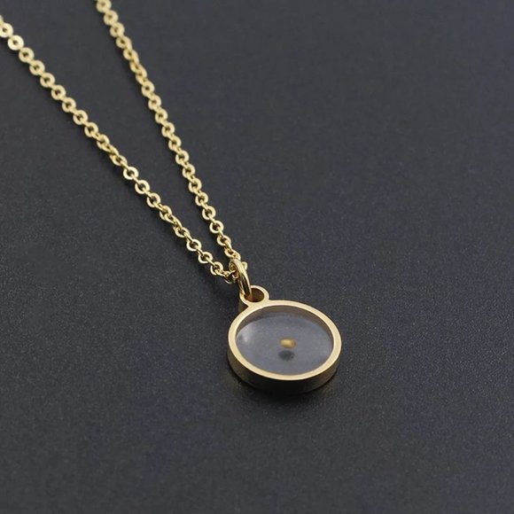 18k Gold Mustard Seed Faith Round Necklace - Picture 4 of 10